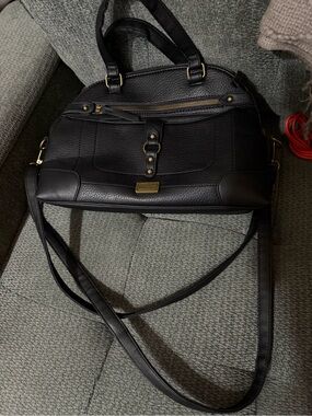 Black Leather Satchel Handbag - Classic Women's Bag